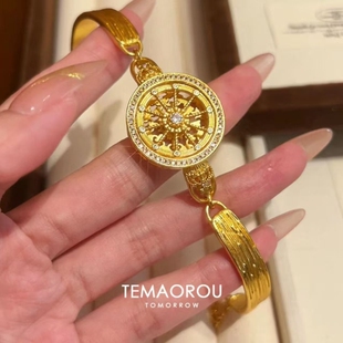 金色罗盘手链手镯版手饰2025新款轻奢气质时尚小众设计感配饰独特