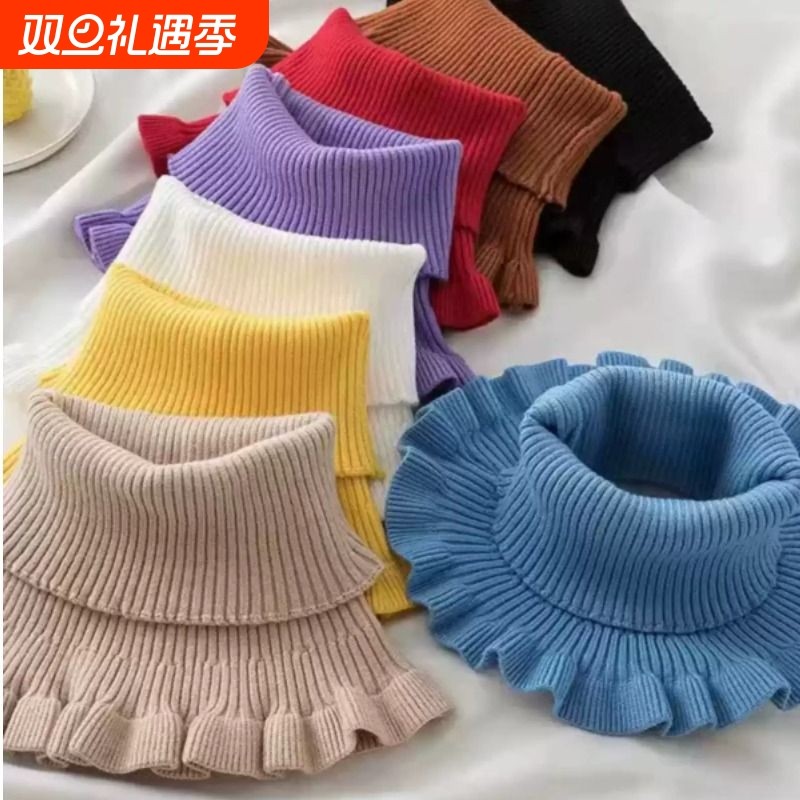 假领子女士百搭围脖冬季保暖假领套毛衣高领针织围巾毛线护颈脖套