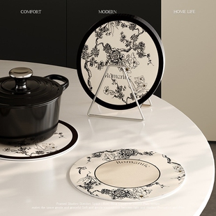 疏影轻奢高级感圆形杯垫隔热防烫餐垫吧台吸水碗盘垫餐桌桌面厨房