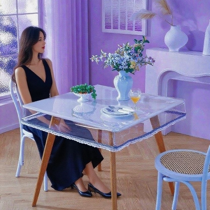防水防油PVC透明软玻璃耐脏桌罩正方形长方形茶几加厚烤火罩皮套