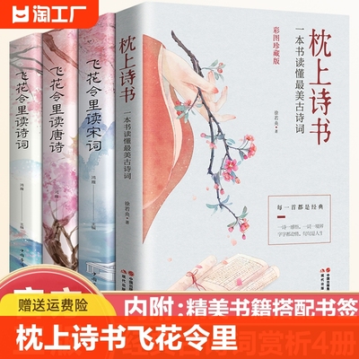 抖音同款全套4册枕上诗书飞花令里读诗词古诗词大全中国诗词大会唐诗宋词鉴赏辞典赏析中国古代文学书一本消愁国学