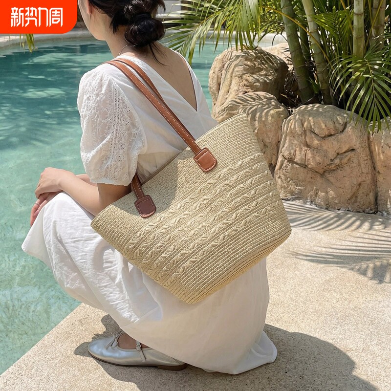金玉鸟包包女款2026新款时尚托特包大容量网红草编织包海边度假风