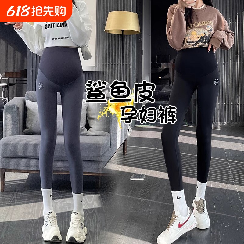 孕妇打底裤瑜伽外穿2025新款大码小个子高腰托腹春夏季芭比鲨鱼裤
