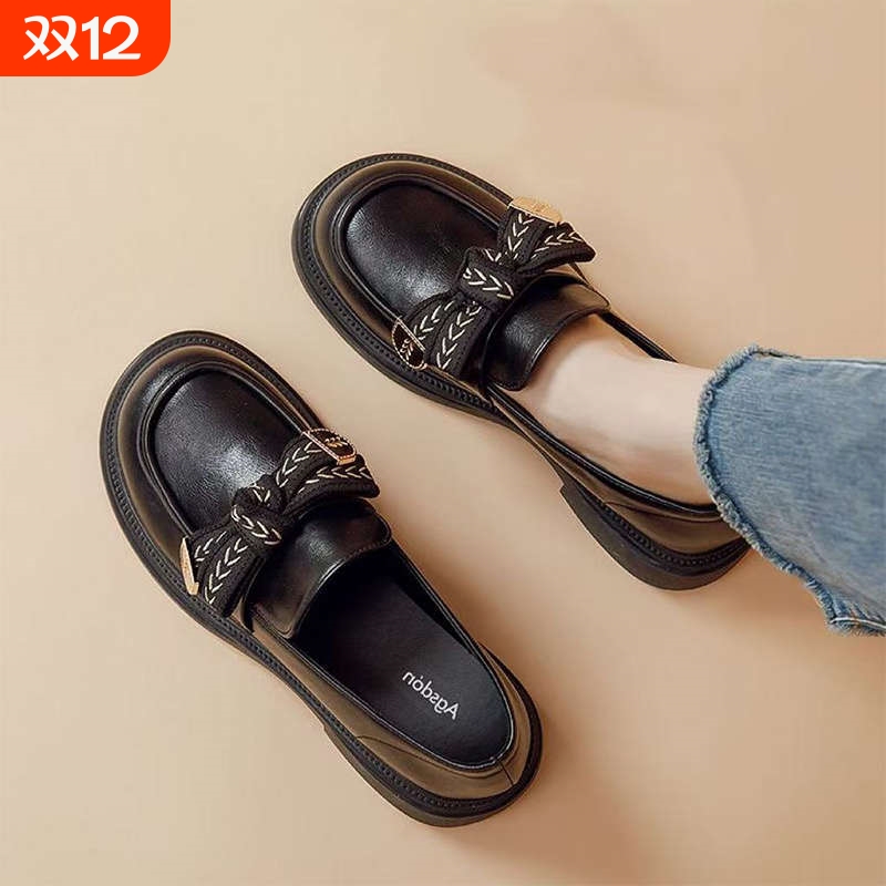 英伦小皮单鞋软厚底凉鞋子