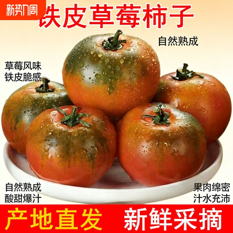 东北农家自种铁皮柿子生吃草莓柿子草莓西红柿新鲜当季水果番茄