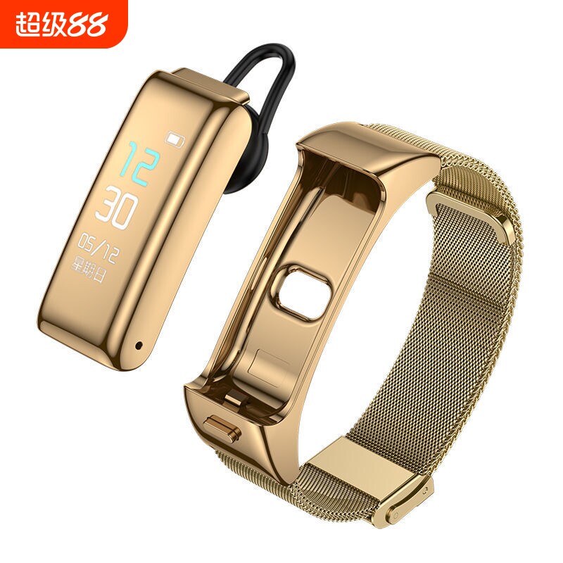 手机智能手环蓝牙耳机二合一可通话多功能运动计步器腕表电话听歌健康