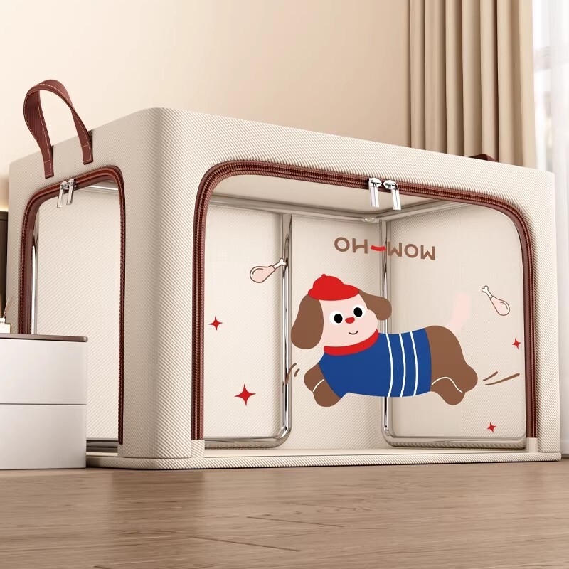 衣服收纳箱家用大容量装被子百纳箱布艺可视窗衣柜专用整理箱折叠