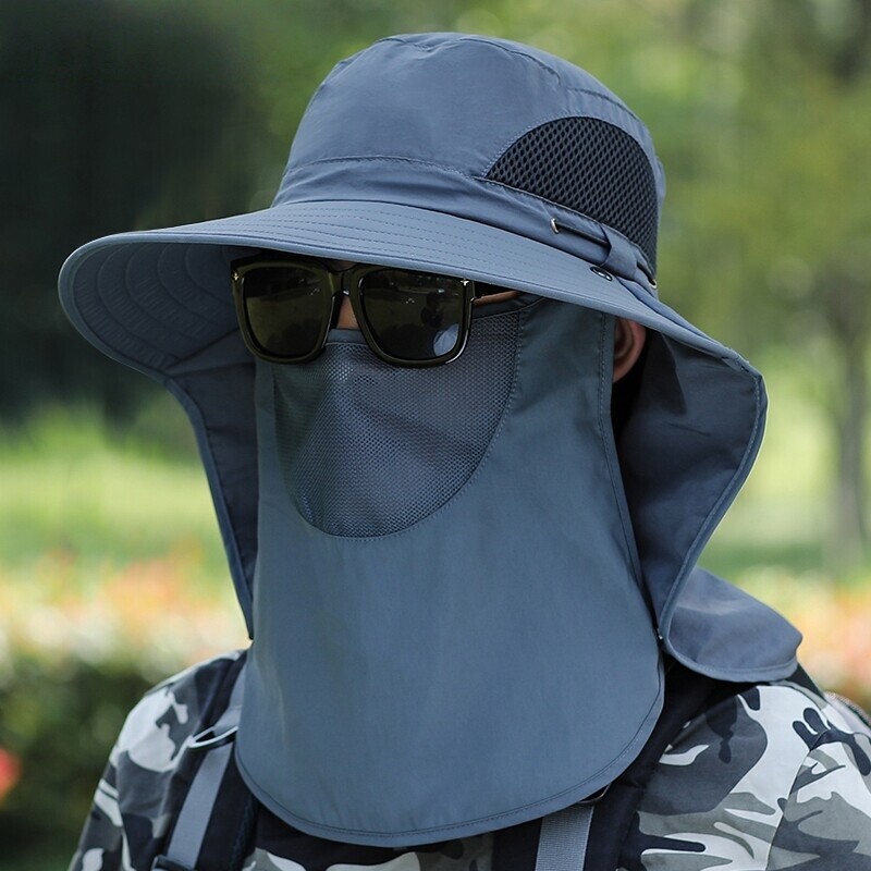 帽子男夏季大帽檐钓鱼帽防紫外线渔夫帽女防晒遮阳户外太阳帽凉帽