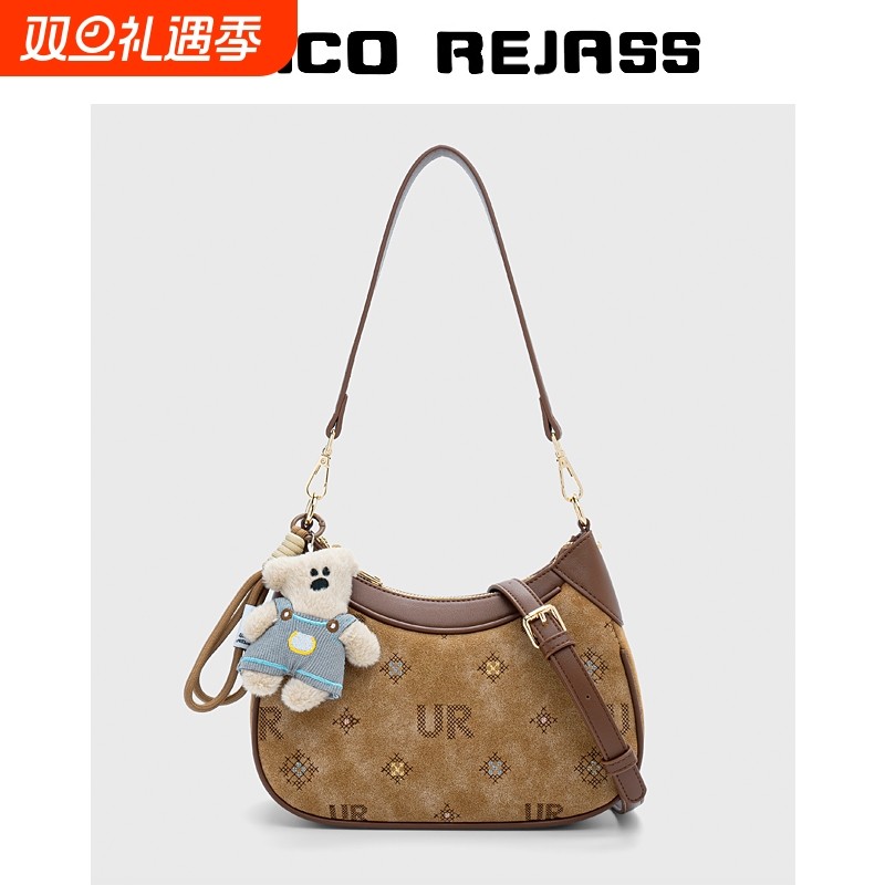 包包女包2025新款复古字母刺绣腋下包女迷你单肩斜挎包通勤月牙包