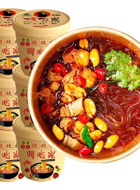 大胃王嗨吃家酸辣粉整箱6桶冲泡速食夜宵米线米粉懒人方便免煮