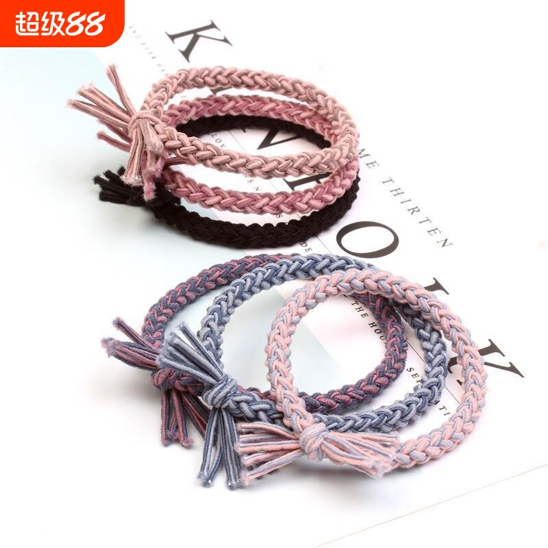 韩版时尚发绳高马尾发圈手工编织麻花头绳高弹力扎头发皮筋发饰