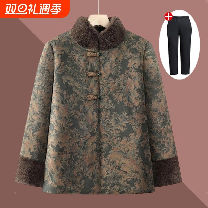 奶奶冬装外套棉衣女中老年人棉袄加绒加厚老年妈妈冬季老太太唐装