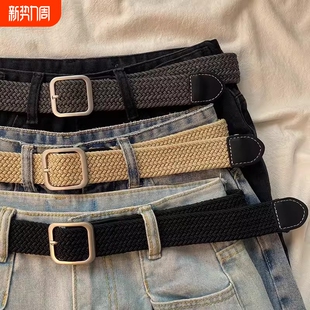 ins风皮带潮流百搭学生裤 腰带无孔免打孔编织帆布男韩版 时尚