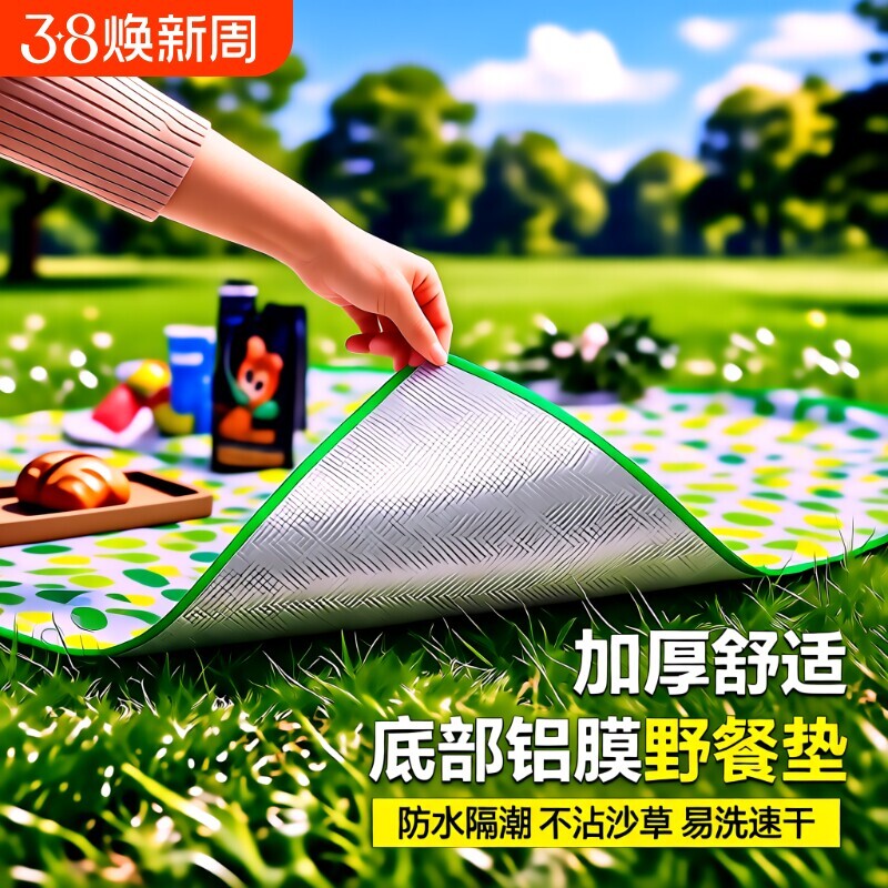 野餐垫户外防潮垫防水加厚便携徒步沙滩垫便携露营野炊草坪地垫子