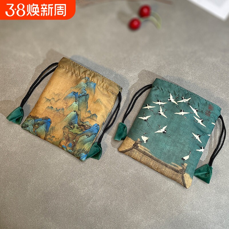 茶杯布袋翡翠葫芦核桃手串文玩收纳袋首饰锦囊小布袋抽绳香囊空袋