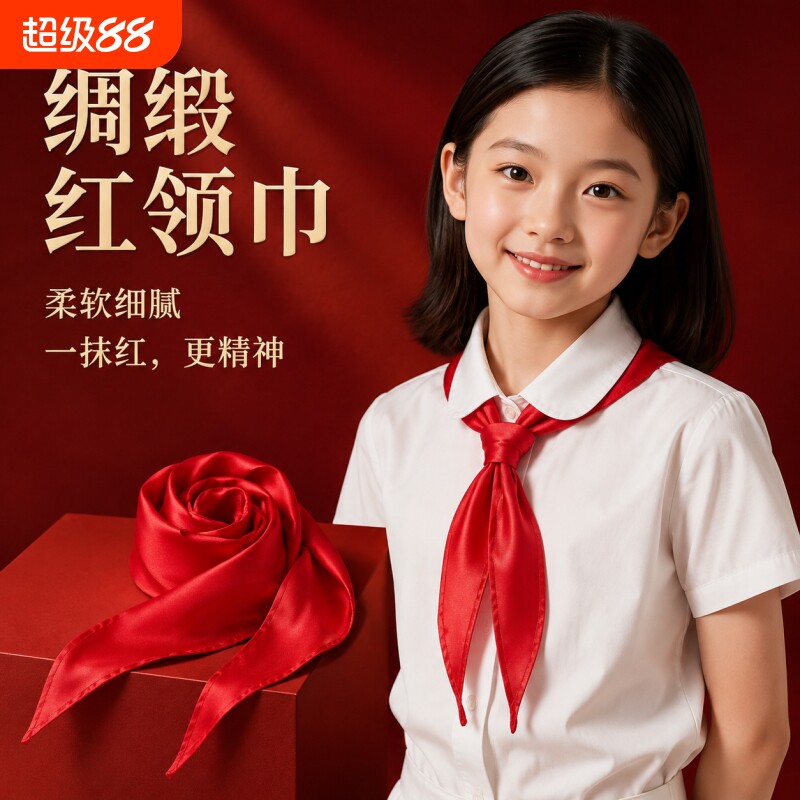 小学生红领巾绸缎桑蚕丝质感图片