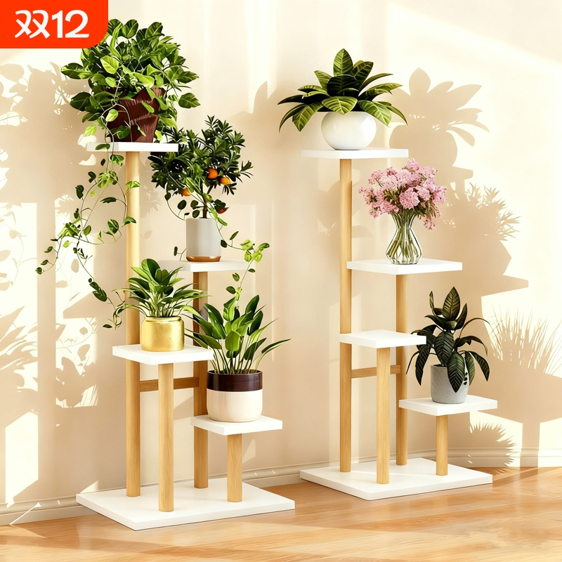 多层移动花盆架白色新款