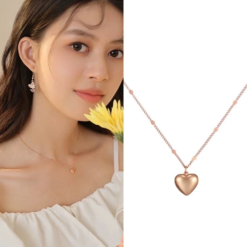 项链女爱心吊坠项链玫瑰金显白精致锁骨链颈链毛衣链