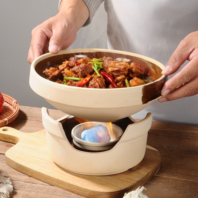 包邮酒精炉陶瓷钵小火锅砂锅干锅炖锅土陶锅仔饭店专用餐具耐高温
