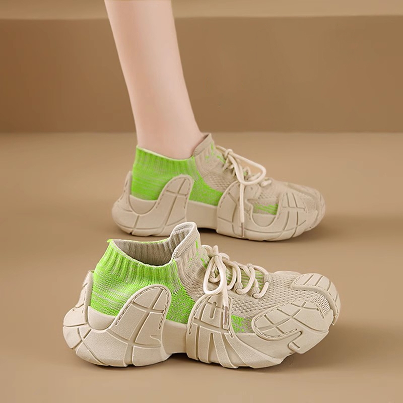 女鞋休闲运动鞋2025新款夏季爆款厚底老爹鞋八爪鱼椰子跑步袜子鞋