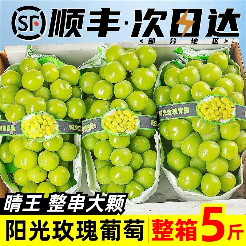 阳光玫瑰葡萄5晴王新鲜无籽香印青提水果礼盒顺丰应当季整箱包邮3