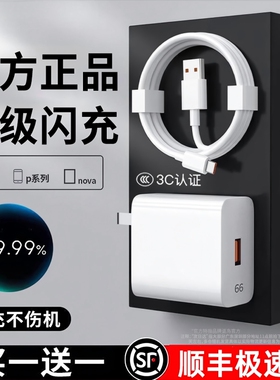 【官方正品】适用华为66充电器头Mate60pro50荣耀40快充超级Nova8/7/9/100w手机数据线100套装120插头696