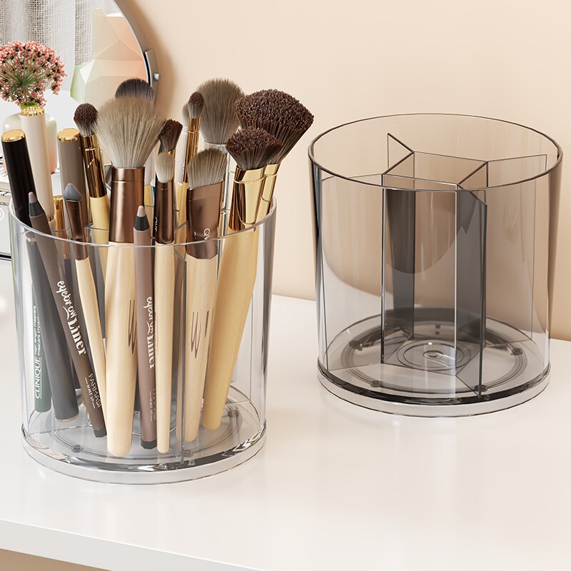 化妆刷收纳筒梳妆台旋转储物筒桌面分格眉笔刷桶化妆品口红收纳盒