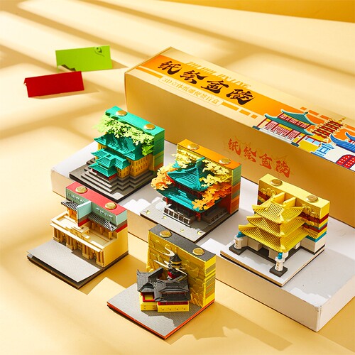 南京3d立体纸雕日历便签手撕便签盲盒台历纸绘金陵鸡鸣寺创意文创