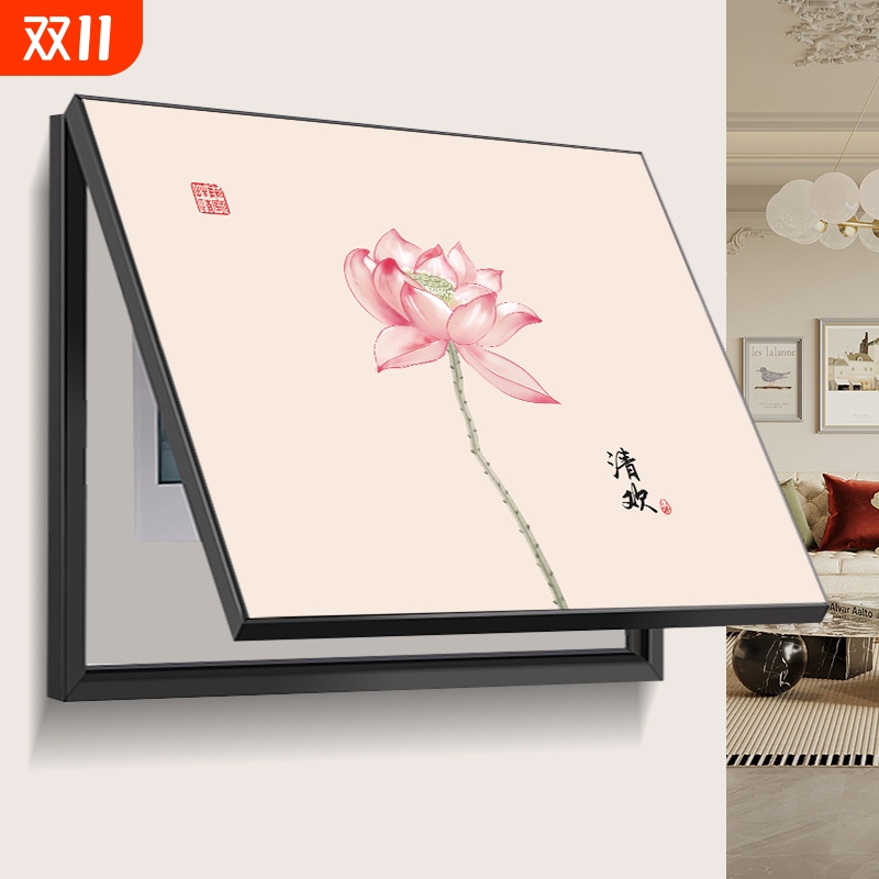 新中式电表箱装饰画免打孔餐厅配电箱遮挡挂画壁画轻奢数字图片