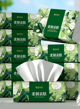 物语本色桔梗花原生木浆柔韧亲肤面巾纸5层54抽共270张/包*10包起