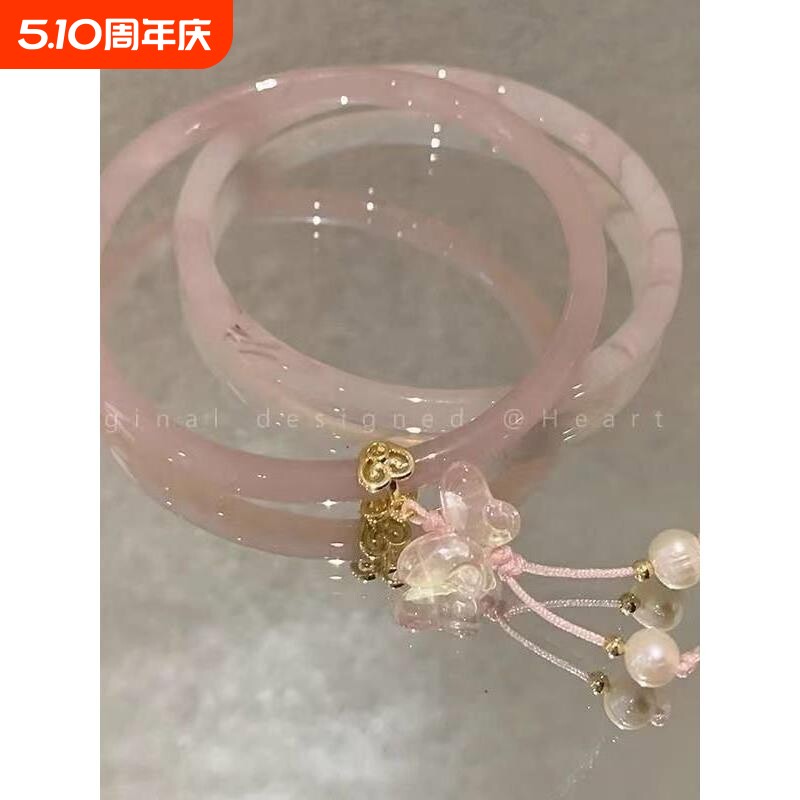 琉璃叮当手镯女新中式汉服手炼闺蜜国风高冰精致清冷感百搭手镯