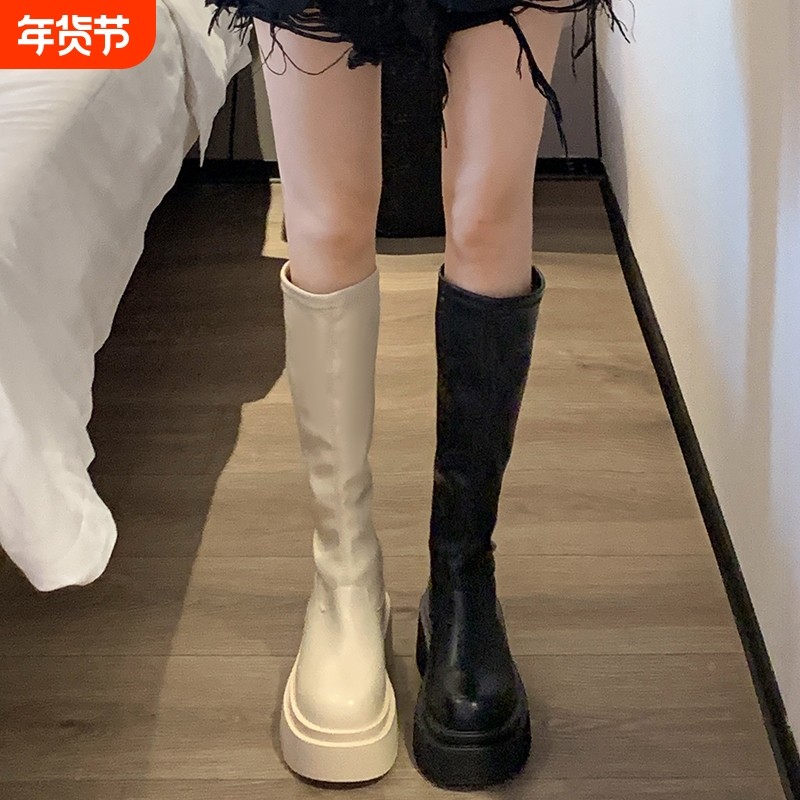 他她女孩长筒靴女2025秋季新款小个子高跟流行瘦瘦靴厚底女鞋高筒,女鞋,骑士靴,淘宝优惠券,粉丝福利购,淘宝优惠卷