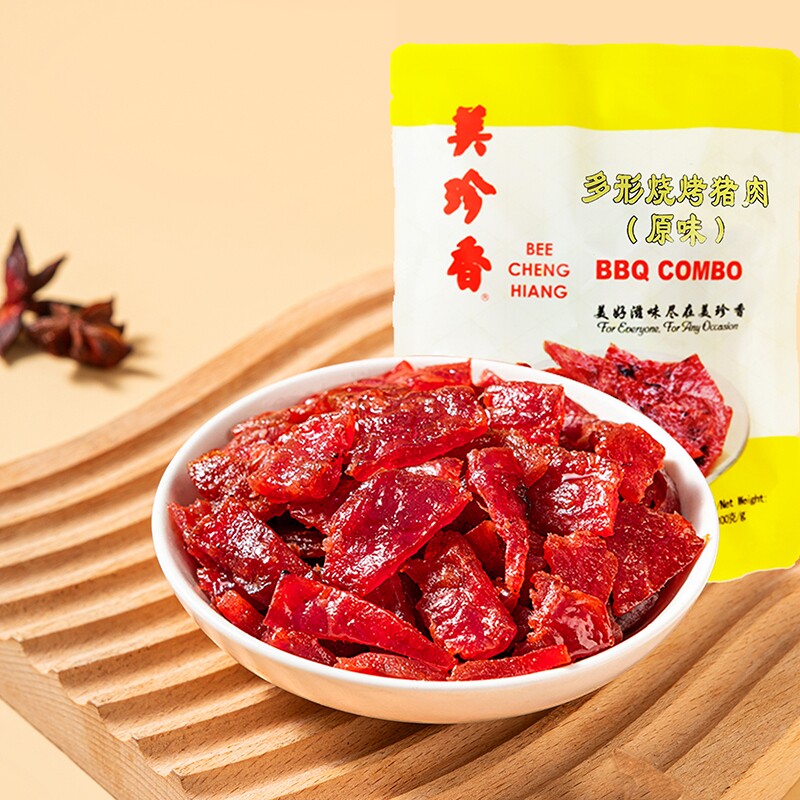 零食美珍香多形烧烤猪肉100g非肉脯肉干办公室休闲小吃新加坡解馋
