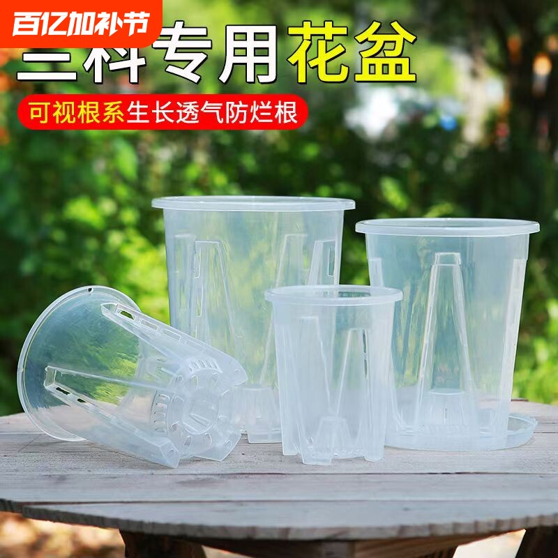 蝴蝶兰花盆专用兰花水苔透明控根生根盆塑料镂空防烂家用田园阳台