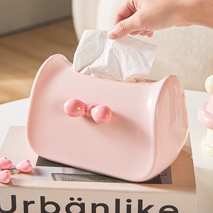 多巴胺纸巾盒客厅餐巾纸盒子创意高级感桌面茶几收纳可爱抽纸弹簧