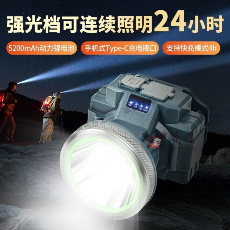 公牛适用头灯2025新款超亮头戴式超长续航钓鱼户外充电照明作业