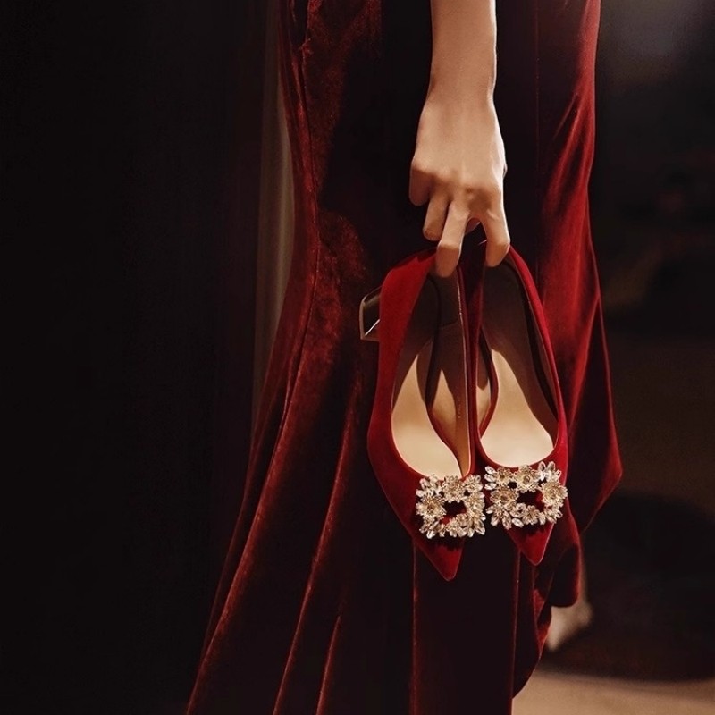 绝美秀禾婚鞋女中式婚宴礼服鞋婚纱两穿高跟鞋2025新款孕妇不累脚