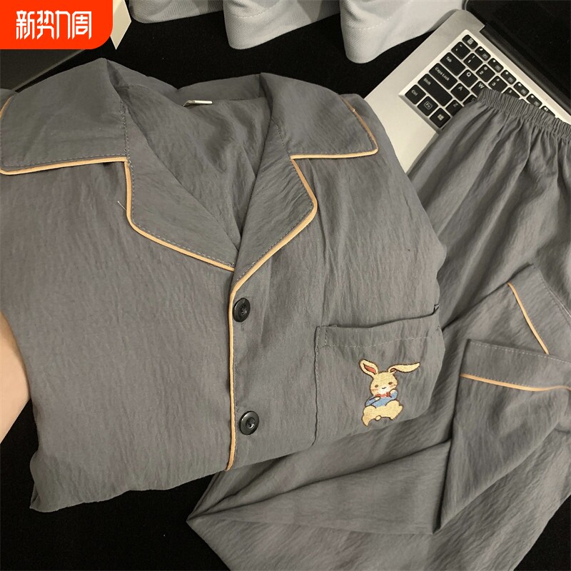 红豆春秋季纯棉男士睡衣薄款棉纱长袖高级感彼得兔家居服情侣装