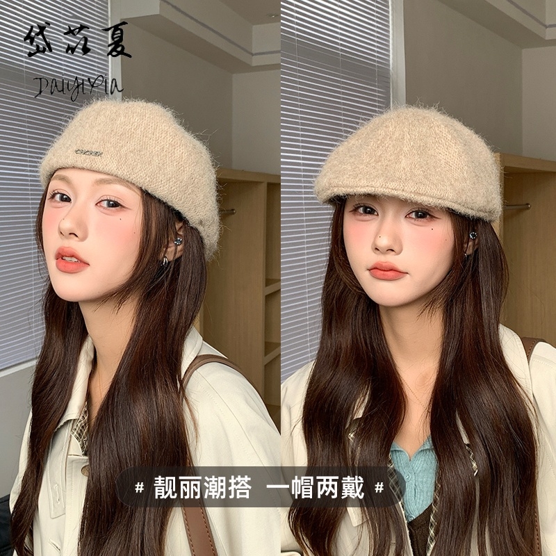 韩版ins风贝雷帽反戴高级感时尚前进帽秋冬百搭显脸小针织画家帽