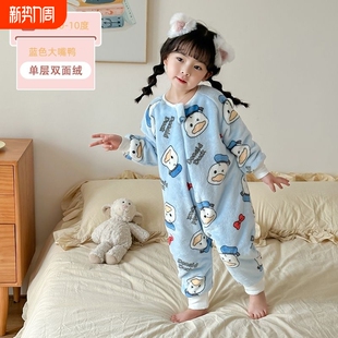 睡衣宝宝睡袋连体衣拉链新款 婴儿神器儿童加绒男女法兰绒家居服