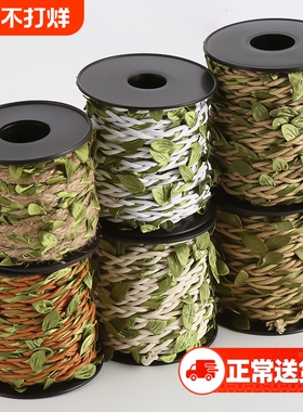 绿色藤条麻绳带叶子绳子手工制作diy装饰树叶照片墙材料包邮剑麻