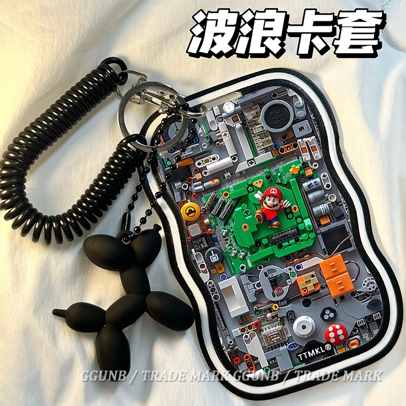 电子板马里奥NFC感应卡套学生滑盖卡套饭卡地铁电瓶车小区卡包学生卡公交卡身份证件门禁卡工作证件套