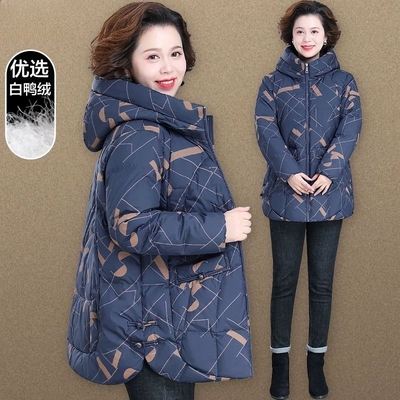 中年妈妈秋冬装外套中老年人棉衣女短款羽绒棉服50岁60奶奶装轻薄