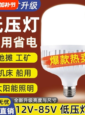 led灯节能灯12v24v36v48v低压灯泡E27螺口交直流工地电瓶太阳能灯