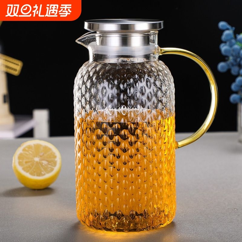 大容量高硼硅玻璃耐高温米粒凉水壶家庭客厅简约果汁饮料冷水壶