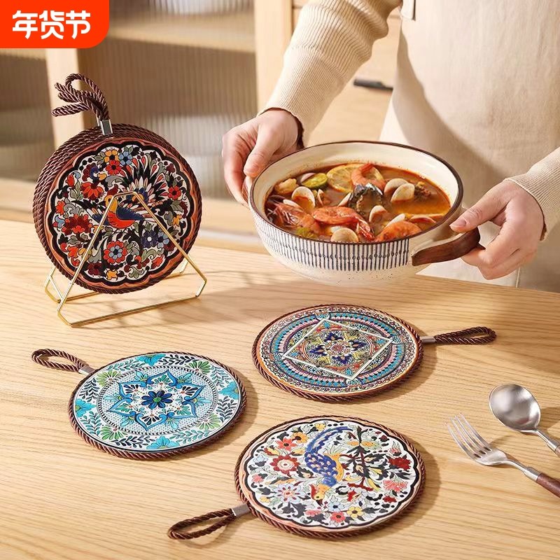 复古隔热垫耐高温砂锅防烫垫珐琅锅垫子陶瓷新中式餐桌餐盘垫桌面,餐饮具,餐垫,淘宝优惠券,粉丝福利购,淘宝优惠卷