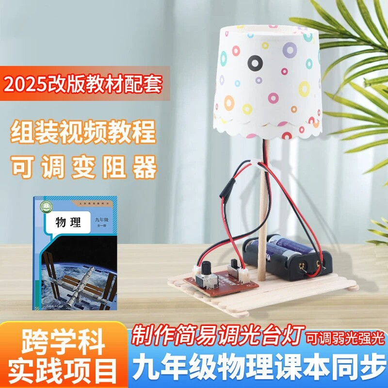 制作简易调光台灯九年级初三跨学科实践人教版手工diy自制可调节亮度小台灯初中物理电学实验套装科学小制作
