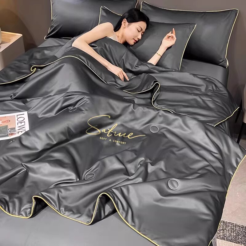 薄被子冰丝夏被2026新款四件套凉感夏凉被宿舍单人学生空调被纯色