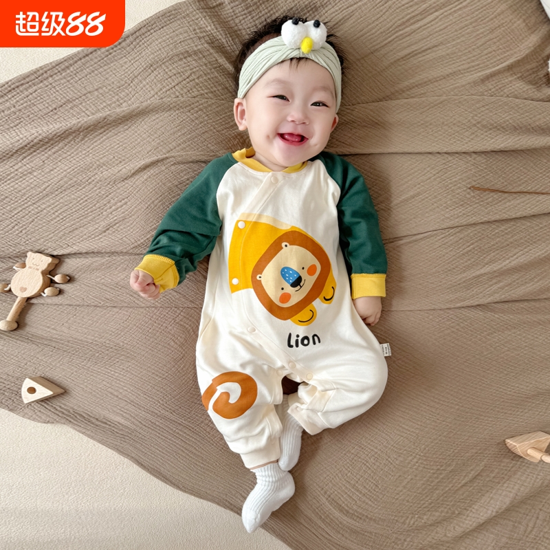 0-36月新生婴儿衣服秋季宝宝纯棉连体衣春秋冬款男童长袖哈衣爬服