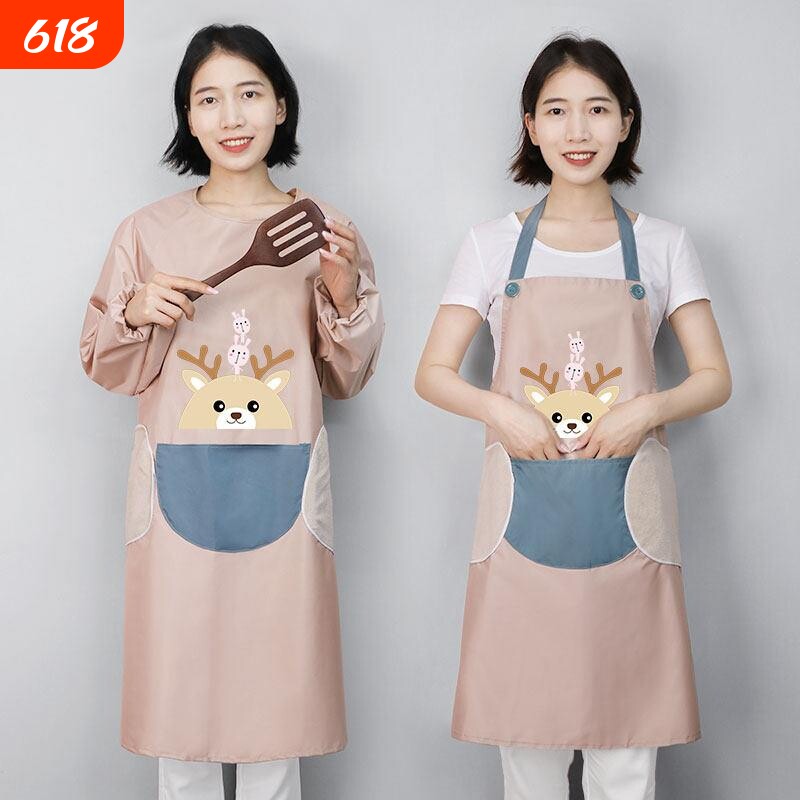 长袖围裙女家用厨房防水防油餐饮制服2025新款网红罩衣围腰秋冬